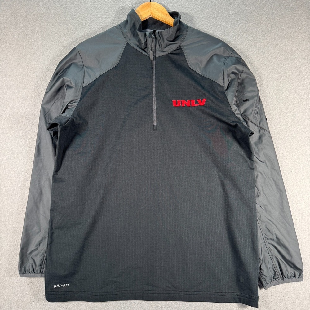 Nike UNLV Runnin' Rebels Mens Medium Black Gray Dri-Fit Quarter-Zip Jacket NCAA